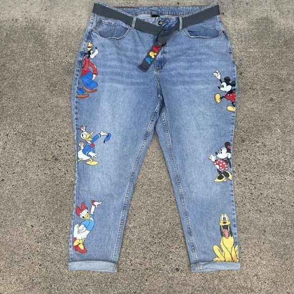 Disney Denim - Disney Mickey Mouse And Friends Mom Jeans With Belt Plus Size 22